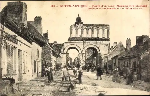 Ak Autun Saône-et-Loire, Porte d'Arroux, Monument historique