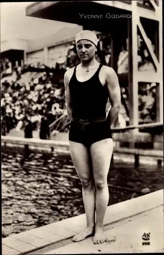 Ak Yvonne Godard, französische Freistil-Schwimmerin