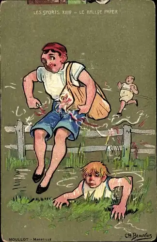 Künstler Ak Beauvais, Ch., Les Sports XXIV, Le Rallye Paper