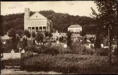 Ak Hagen in Westfalen Ruhrgebiet, Blick auf das Krematorium
