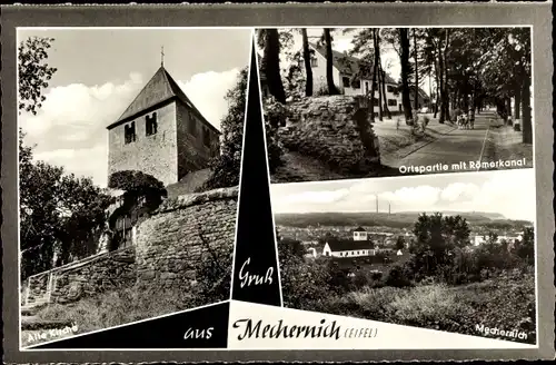 Ak Mechernich in der Eifel, Kirche, Teilansicht, Straßenpartie