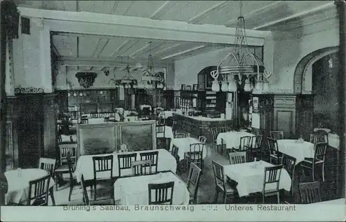 Ak Braunschweig in Niedersachsen, Brüning's Saalbau, unteres Restaurant