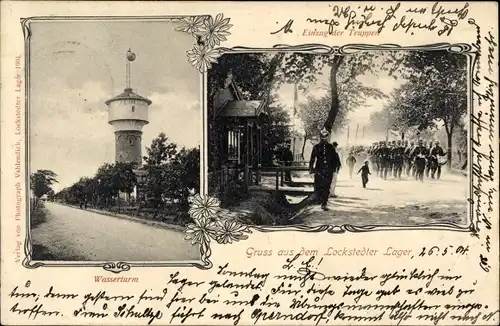 Ak Lockstedt in Holstein, Lockstedter Lager, Wasserturm, Einzug der Truppen