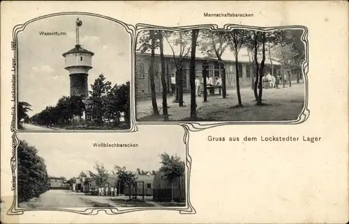 Ak Lockstedt in Holstein, Lockstedter Lager, Wasserturm, Mannschaftsbaracken