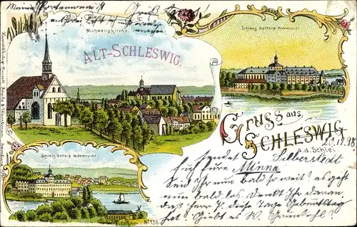 Litho Schleswig an der Schlei, Schloss Gottorf, Michaeliskirche