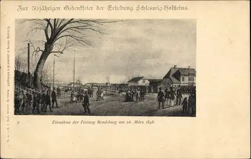 Ak Rendsburg in Schleswig Holstein, Einnahme der Festung am 24. März 1848
