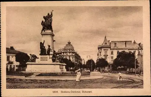 Ak București Bukarest Rumänien, Bratianu-Denkmal