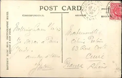 Ak Nottingham East Midlands England, The Market Place, Straßenbahn