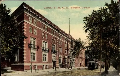 Ak Toronto Ontario Kanada, Central Y.M.C.A., Straßenbahn