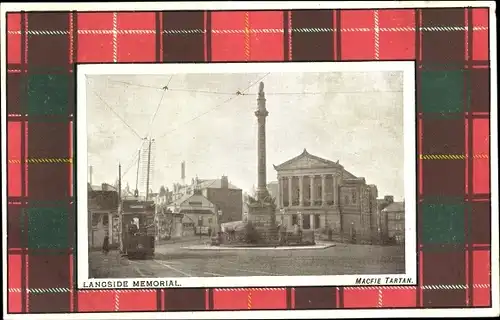 Passepartout Ak Glasgow Schottland, Langside Memorial, Straßenbahn