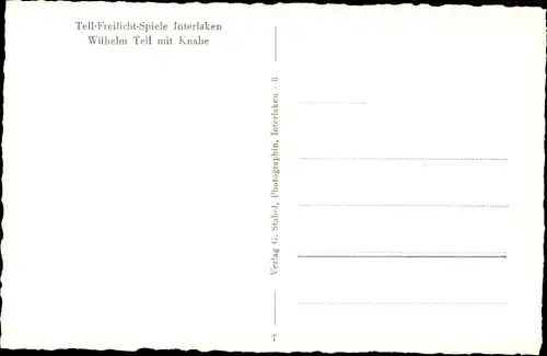 Ak Matten bei Interlaken Kt. Bern Schweiz, Tell-Freilichtspiele, Wilhelm Tell mit Knabe