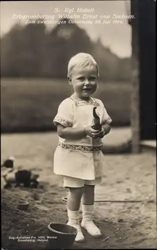 Ak Erbgroßherzog Wilhelm Ernst von Sachsen, zweijähriger Geburtstag 1914