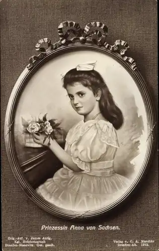 Künstler Passepartout Ak Prinzessin Anna Monica von Sachsen, Portrait