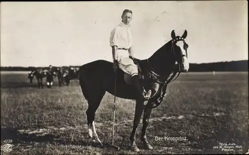 Ak Kronprinz Wilhelm von Preußen, Pferd, Polo