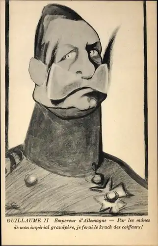 Künstler Ak Kaiser Wilhelm II, Karikatur