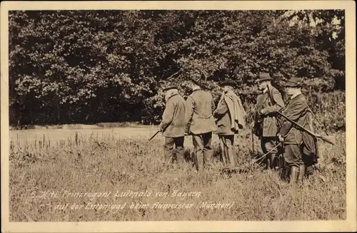 Ak Prinzregent Luitpold von Bayern, auf der Entenjagd beim Aumeister München