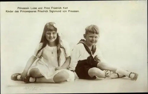 Ak Prinzessin Luise und Prinz Friedrich Karl, Kinder von Friedrich Sigismund von Preußen