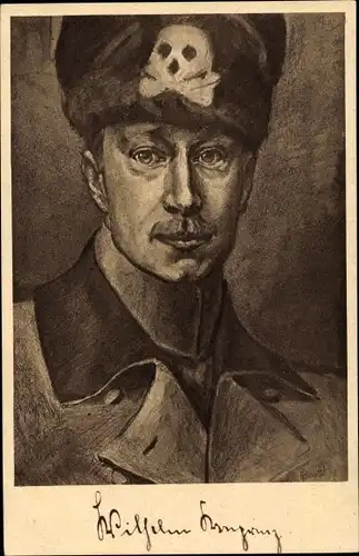 Künstler Ak Kronprinz Wilhelm von Preußen, Totenkopfhusar, Portrait