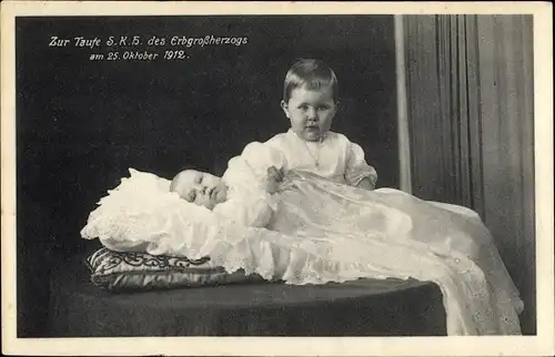 Ak Taufe Erbgroßherzog Karl August, Prinzessin Sophie, Kinder Wilhelm Ernst Sachsen Weimar Eisenach
