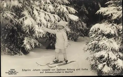 Ak Oberhof, Erbprinz Johann Leopold von Sachsen Coburg Gotha, Ski