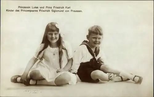 Ak Prinzessin Luise und Prinz Friedrich Karl, Kinder Prinzenpaar Friedrich Sigismund von Preußen