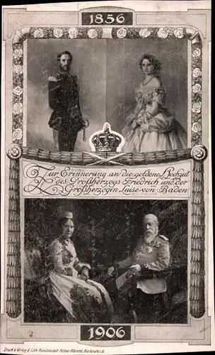 Passepartout Ak Goldene Hochzeit von Großherzog Friedrich von Baden, Großherzogin Luise