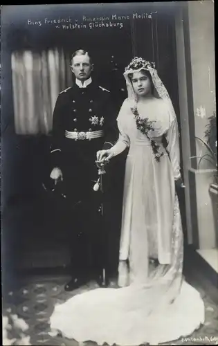 Ak Prinz Friedrich von Holstein Glücksburg, Hochzeit mit Maria Melita zu Hohenlohe Langenburg