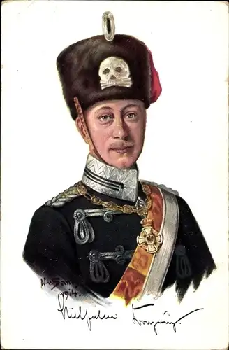 Künstler Ak Kronprinz Wilhelm von Preußen, Totenkopfhusar, Portrait