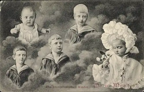 Ak Die kronprinzlichen Kinder, Kinder von König Friedrich August III. von Sachsen