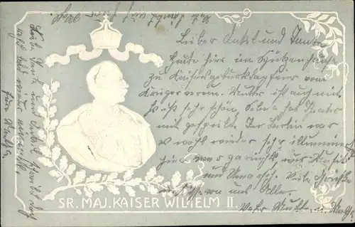 Präge Ak Kaiser Wilhelm II., Profilansicht