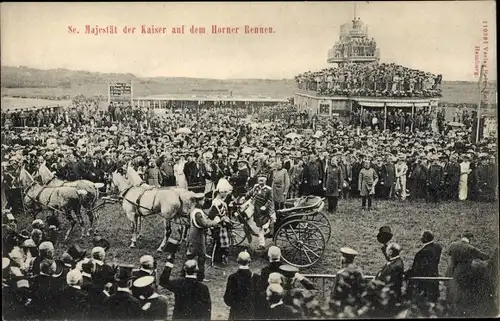 Ak Hamburg Mitte Horn, Pferderennbahn, Besuch von Kaiser Wilhelm II., Kutsche