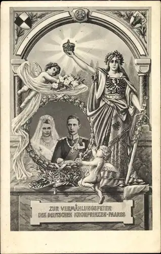 Ak Kronprinz Wilhelm von Preußen, Kronprinzessin Cecilie von Preußen, Vermählung