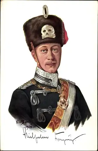 Künstler Ak Kronprinz Wilhelm von Preußen, Totenkopfhusar, Portrait