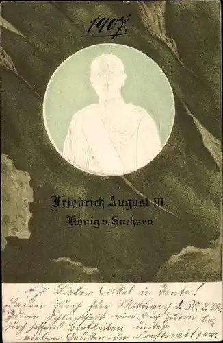 Präge Ak König Friedrich August III. von Sachsen
