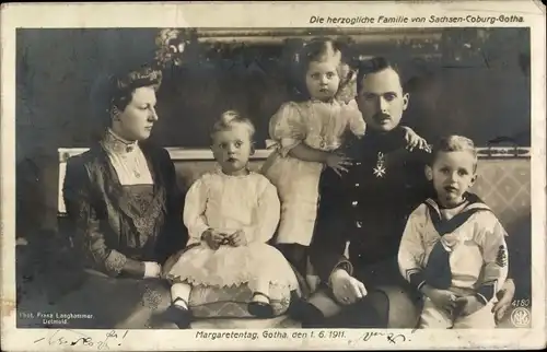 Ak Die herzogliche Familie von Sachsen-Coburg-Gotha, Margaretentag, 1911, Carl Eduard