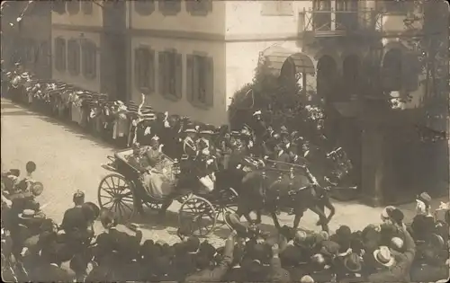 Foto Ak Kaiser Wilhelm II., Kaisermanöver 1908, Karlsruhe, Kutsche, Festzug