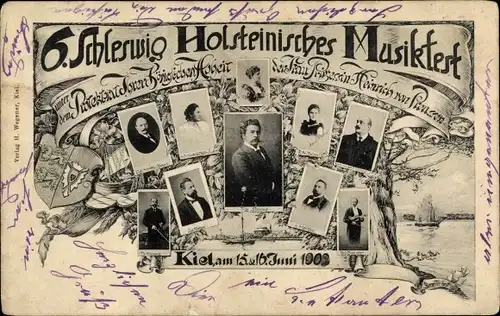 Ak Hansestadt Kiel, 6. Schleswig-Holsteinisches Musikfest, 16.-16.06.1902