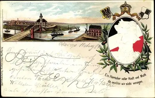 Präge Litho Barop Dortmund im Ruhrgebiet, Dortmund Ems Kanal, Hafen, Kaiser Wilhelm II., Wappen
