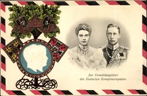 Präge Passepartout Ak Vermählungsfeier des Deutschen Kronprinzenpaares, Kronprinz Wilhelm, Cecilie