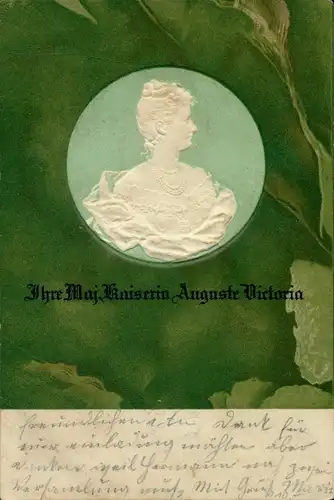 Präge Ak Kaiserin Auguste Victoria, Profilansicht