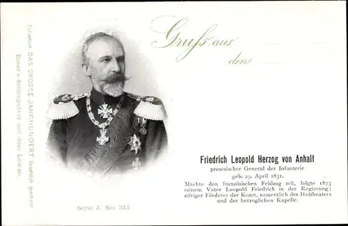 Ak Friedrich Leopold Herzog von Anhalt, Das Große Jahrhundert, Esser's Seifenpulver