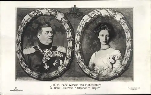 Ak Fürst Wilhelm von Hohenzollern, Prinzessin Adelgunde von Bayern