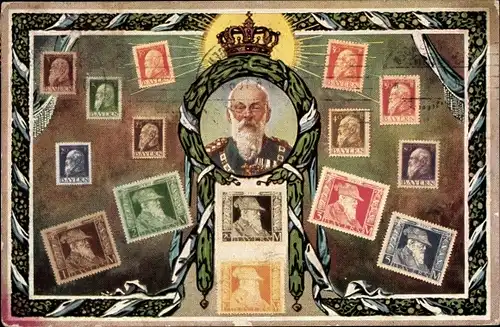 Briefmarken Ak Königreich Bayern, Prinzregent Luitpold von Bayern