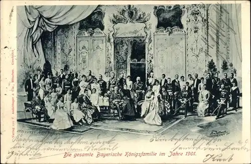 Künstler Ak Bayerische Königsfamilie im Jahre 1901