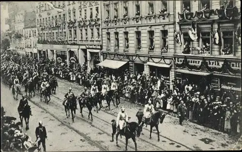 Ak Wrocław Breslau Schlesien, Kaisertage September 1906, Reiter, Kaiser Wilhelm II.