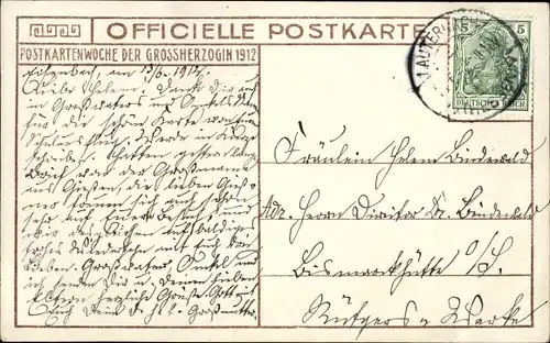 Ak Großherzog Ernst Ludwig von Hessen Darmstadt, Postkartenwoche der Großherzogin Eleonore 1912