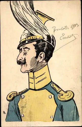 Künstler Ak Kaiser Wilhelm II., Karikatur