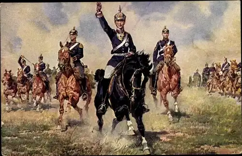 Ak Kronprinz Wilhelm auf dem Schlachtfeld zu Pferde, Triumph