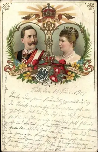 Passepartout Litho Kaiser Wilhelm II., Kaiserin, Portrait