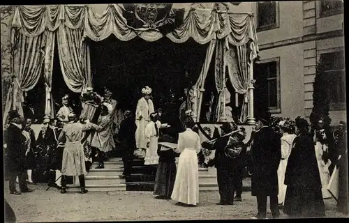 Ak Festzug anlässlich der Silberhochzeit des Schaumburg-Lippischen Fürstenpaares, 1907